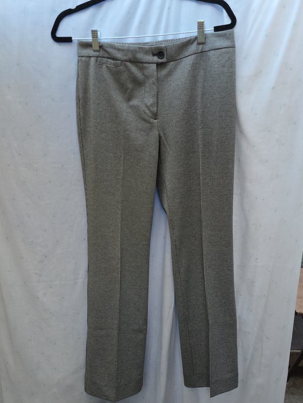 Talbots Grey Houndstooth Straight Leg Tailored Dress Pants Size 4